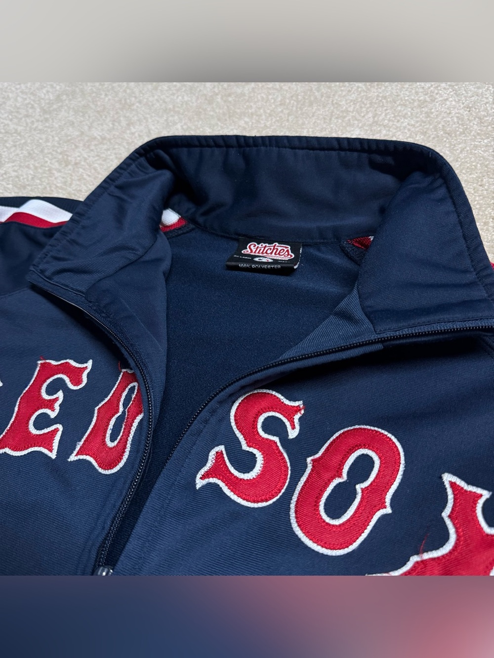 Boston Red Sox Full Zip Sweatshirt Mens 2XL Blue Warm Up Jacket MLB Baseball - Picture 3 of 9